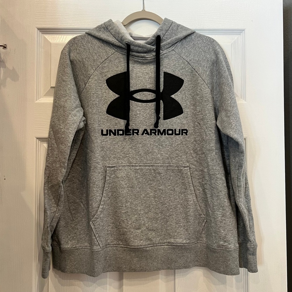 Under Armour Hoodie Cotton Blend Fleece Athleisure Heather Gray LG Loose Fit